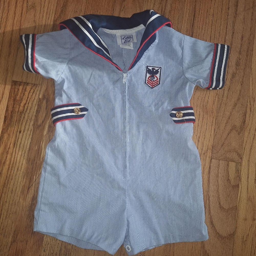 Baby Sailor Romper 18 Months Vintage Iutfit USA Patriotic Little Bit One Piece